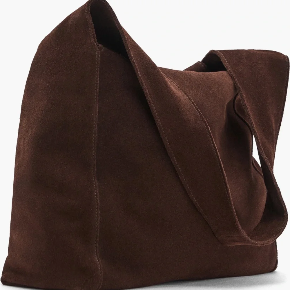 Chocolate Brown Suede Shoulder Bag